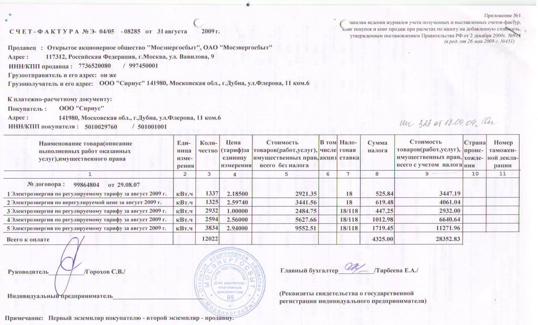 Счет фактура в аптеке образец